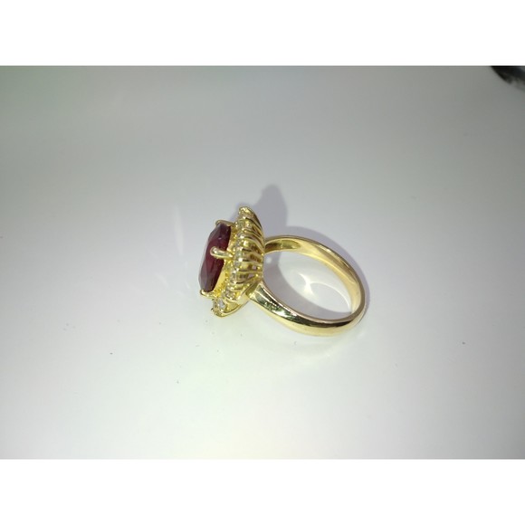 14kt Yellow Gold Ruby Dimond Ring (Round prongs) - Picture 3 of 6